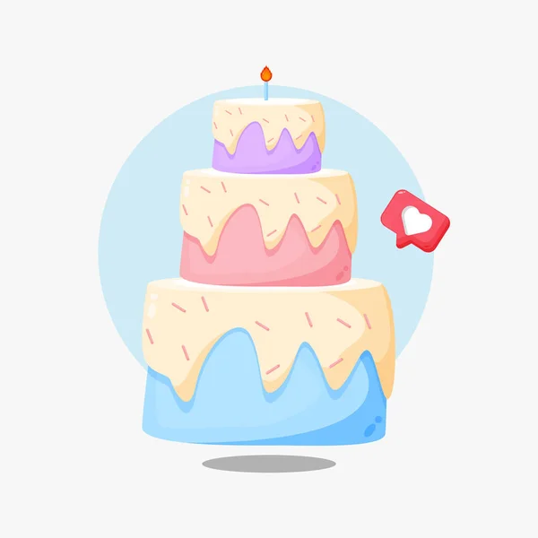 Anniversaire Gâteau Icône Dessin Animé Design — Image vectorielle