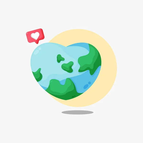 Herzförmiges Cartoon Erde Symbol — Stockvektor