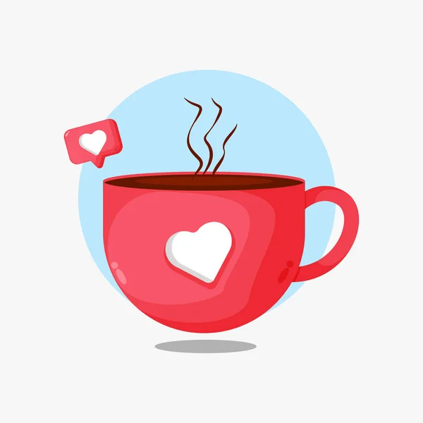 Ilustración Una Taza Café Caliente Con Signo Amor — Archivo Imágenes Vectoriales