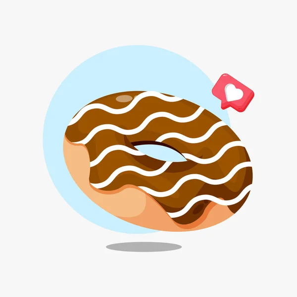 Donut Com Design Ícone Creme Chocolate — Vetor de Stock