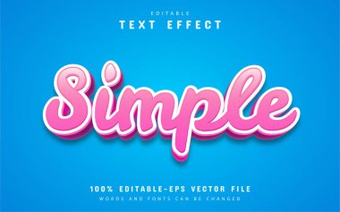 Pembe renkli basit çizgi film tarzı metin efekti