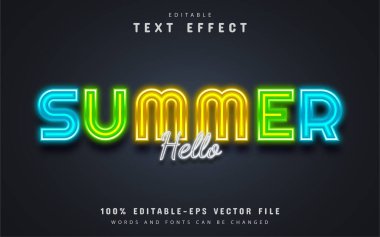Merhaba yaz metni, neon tarzı metin efekti