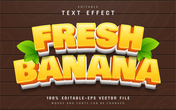 Fresh banana text effect cartoon style