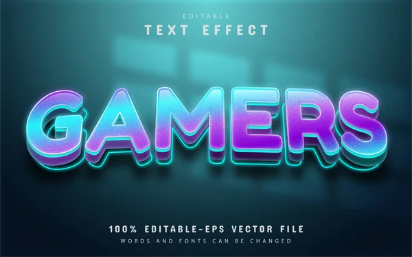 Texto Gamers Efeito Texto Gradiente Brilhante Editável — Vetor de Stock