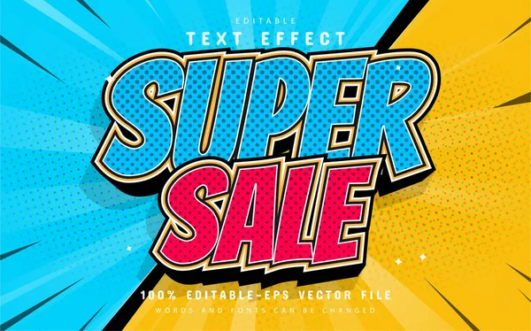 Efek Teks Super Sale Gaya Komik - Stok Vektor