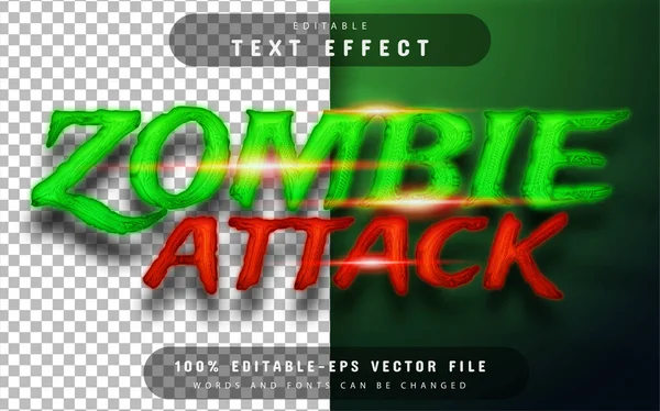 Zombie Efeito Texto Ataque — Vetor de Stock