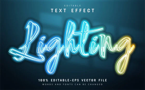 Efeito Texto Estilo Neon Iluminação — Vetor de Stock