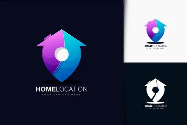 Home Location Logó Design Gradienssel — Stock Vector