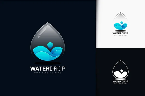 Water Drop Logo Design Gradient — Stock Vector