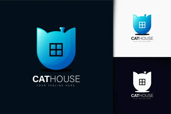 Disegno Logo Cat House Con Gradiente — Vettoriale Stock
