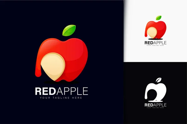 Eğimli Kırmızı Elma Logosu Tasarımı — Stok Vektör