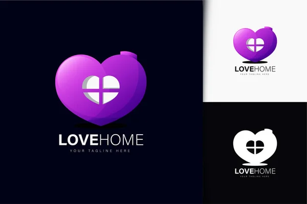 Love Home Logo Design Con Gradiente — Vettoriale Stock