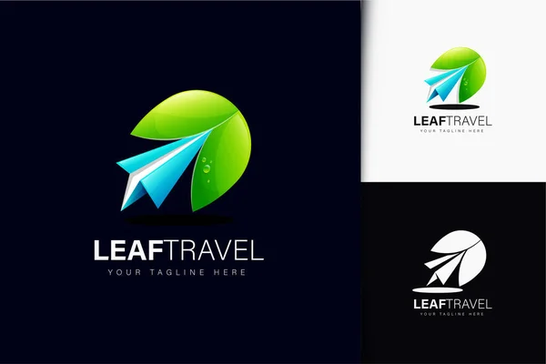 Diseño Del Logotipo Del Viaje Hoja Con Gradiente — Vector de stock