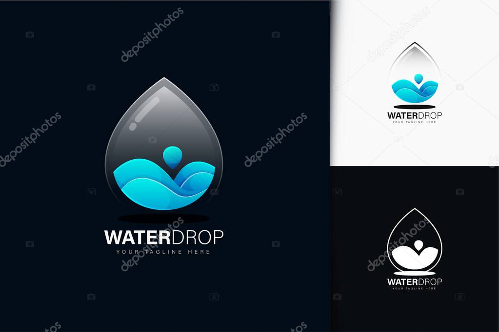 Water drop logo design with gradient