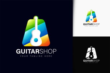 Gitar mağazası logosu gradyanı olan tasarımı