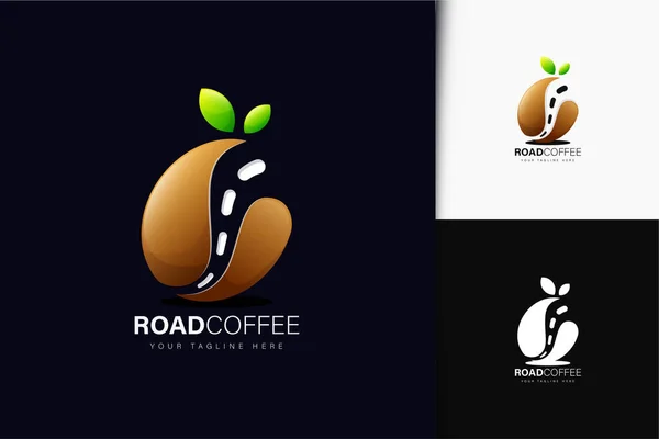 Road Kaffe Logotyp Design Med Lutning — Stock vektor