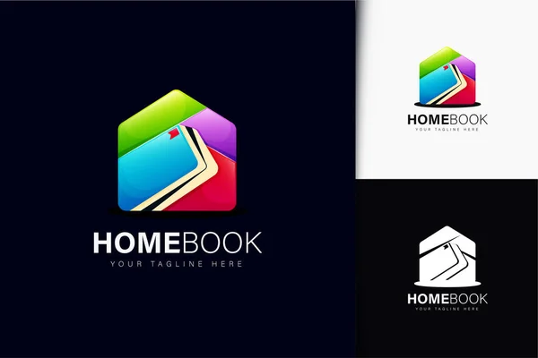 Home Libro Logo Design Con Gradiente — Vettoriale Stock