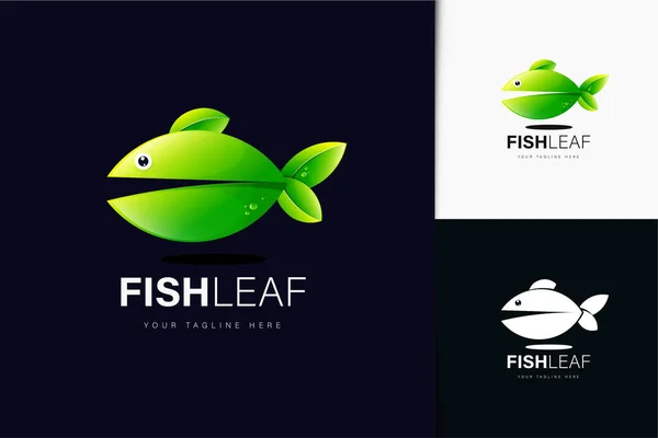 Logo Feuille Poisson Avec Dégradé — Image vectorielle