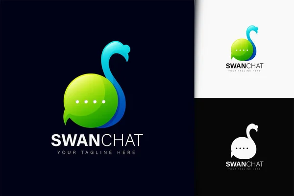 Diseño Del Logo Swan Chat Con Gradiente — Vector de stock