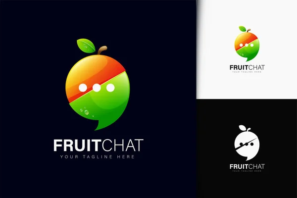 Diseño Del Logo Del Chat Frutas Con Gradiente — Vector de stock