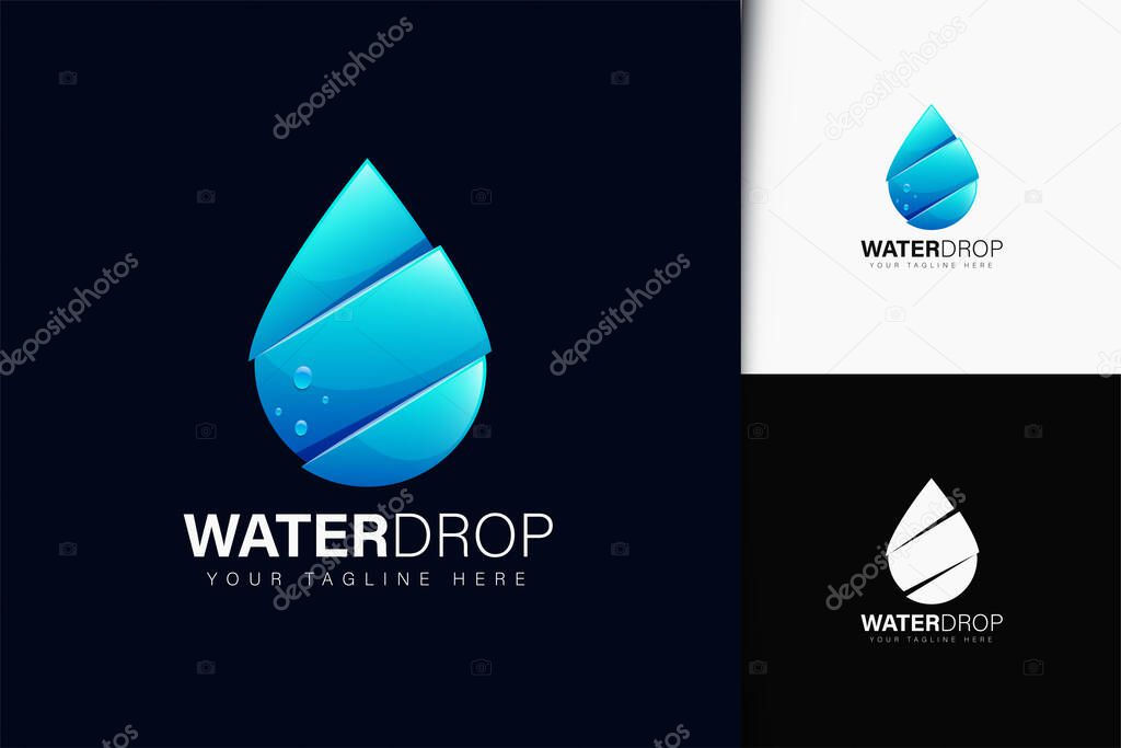 Water drop logo design with gradient