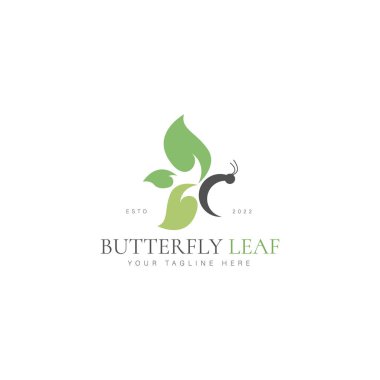 Yaprak kanatlı kelebek logo tasarım simgesi illüstrasyonu