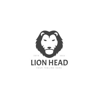 Aslan başı logo tasarım simgesi illüstrasyonu