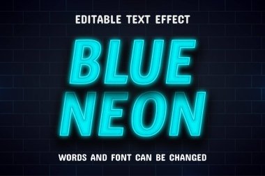 Mavi neon metin efekti düzenlenebilir