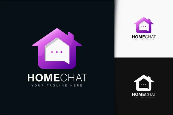 Home Chat Logo Design Con Gradiente — Vettoriale Stock