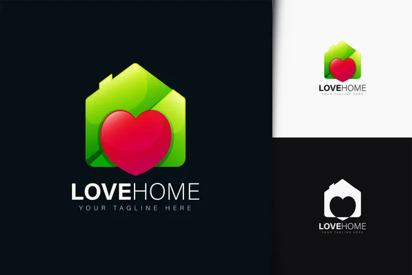 Love Home Logo Design Con Gradiente — Vettoriale Stock
