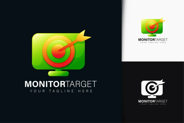 Monitorear Diseño Del Logotipo Objetivo Con Gradiente — Vector de stock