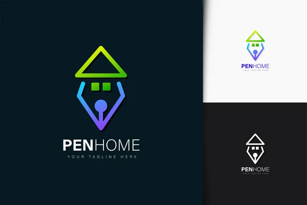 Penna Home Logo Design Con Gradiente — Vettoriale Stock