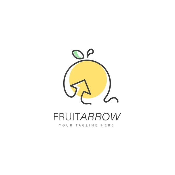 Diseño Del Logo Flecha Fruta Estilo Lineal — Vector de stock