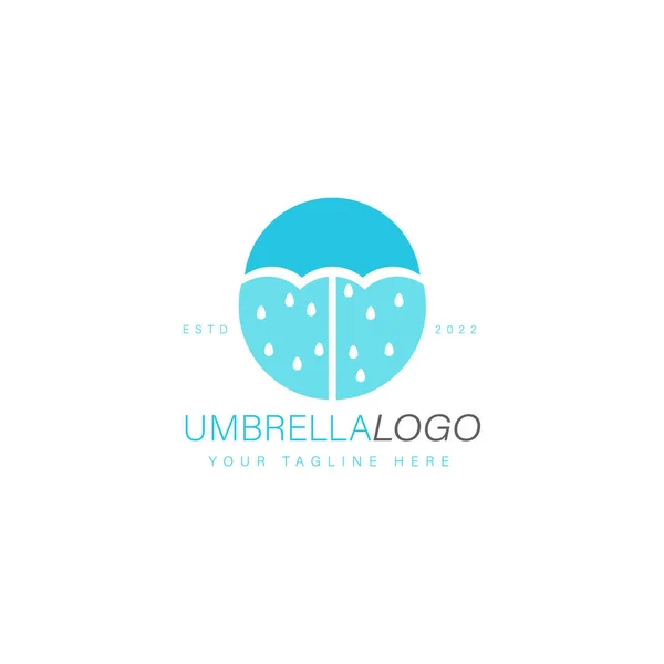 Círculo Con Paraguas Diseño Logotipo Lluvia Icono Ilustración — Archivo Imágenes Vectoriales