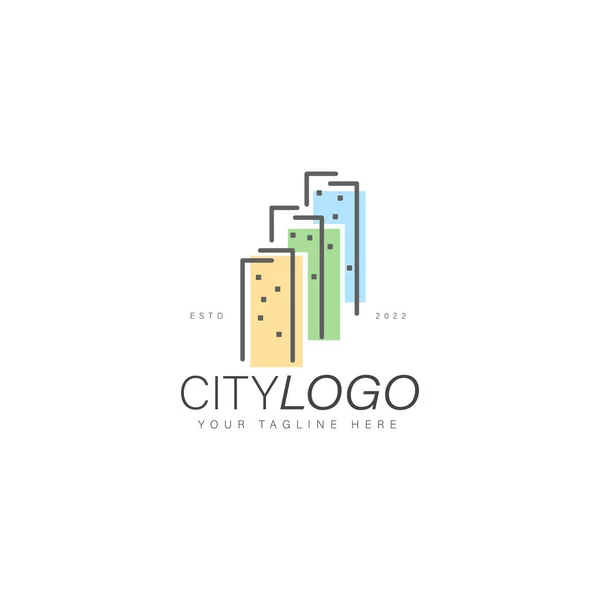 City Linjär Logotyp Design Ikon Illustration — Stock vektor