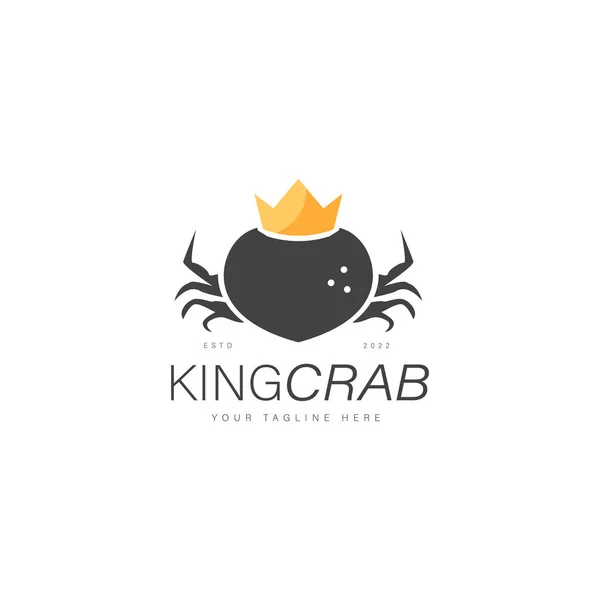 Rei Caranguejo Logotipo Design Ilustração Ícone — Vetor de Stock