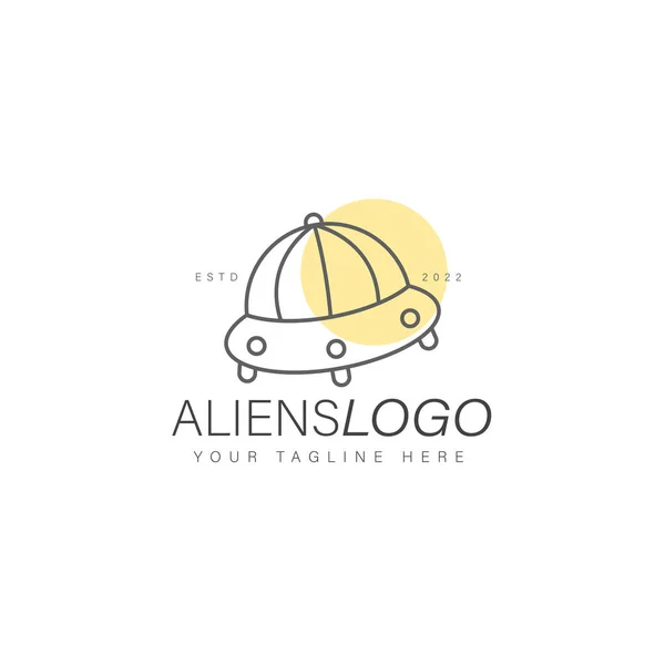 Ufo Alienígena Linha Logotipo Design Ilustração Ícone — Vetor de Stock