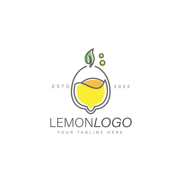 Icono Ilustración Diseño Logotipo Línea Laboratorio Fresco Limón — Vector de stock