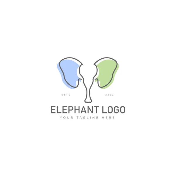 Elefante Línea Logotipo Icono Diseño Ilustración — Archivo Imágenes Vectoriales