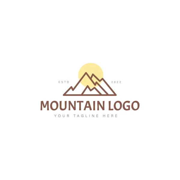 Montanha Linha Logotipo Design Ícone Ilustração — Vetor de Stock