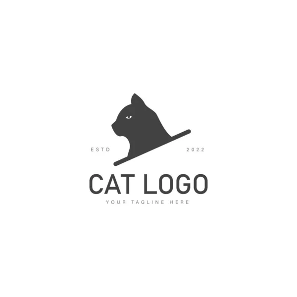 Ilustração Ícone Design Logotipo Cabeça Gato Preto — Vetor de Stock