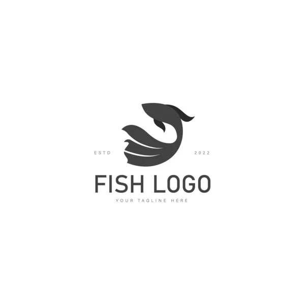 Siamois Combattant Poisson Logo Icône Design Illustration — Image vectorielle