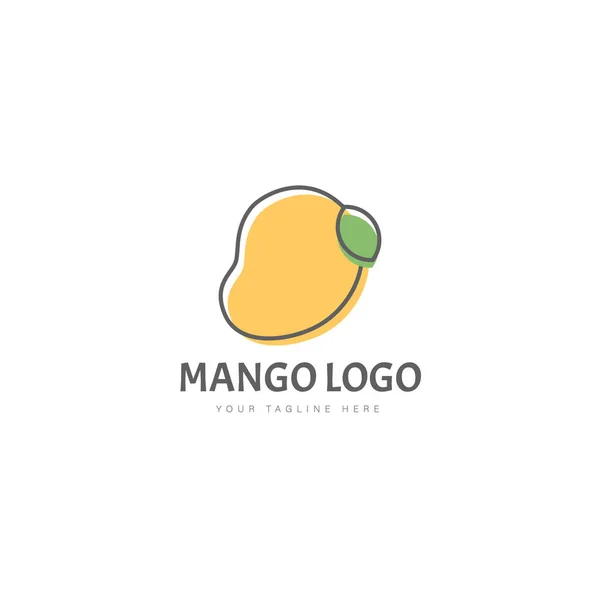 Mango Línea Logo Diseño Icono Ilustración — Vector de stock
