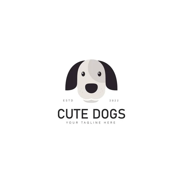 Şirin köpek suratlı logo tasarım ikonu çizimi