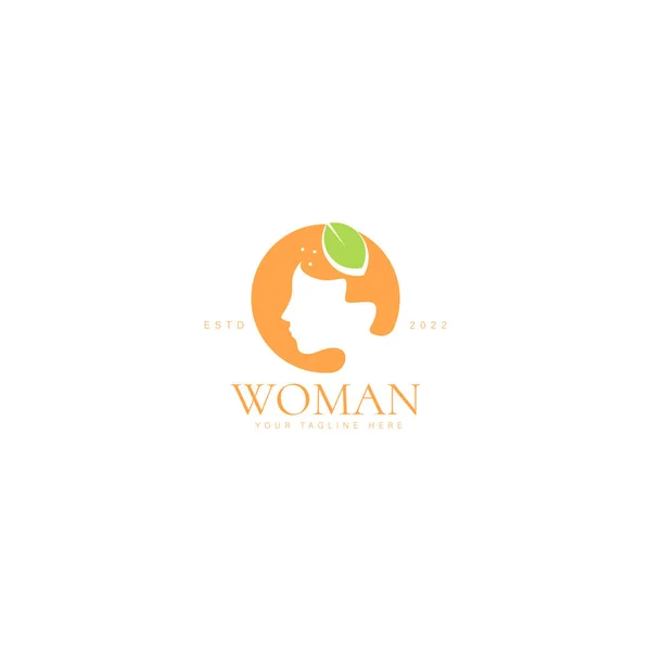 Femme Avec Logo Fruits Orange Illustration Icône Conception — Image vectorielle