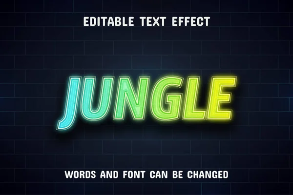 Jungle Tekst Neon Tekst Effect — Stockvector