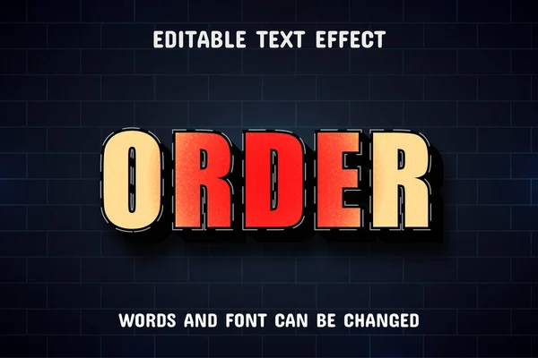 注文テキスト 赤いネオンスタイルのテキストエフェクト — ストックベクタ