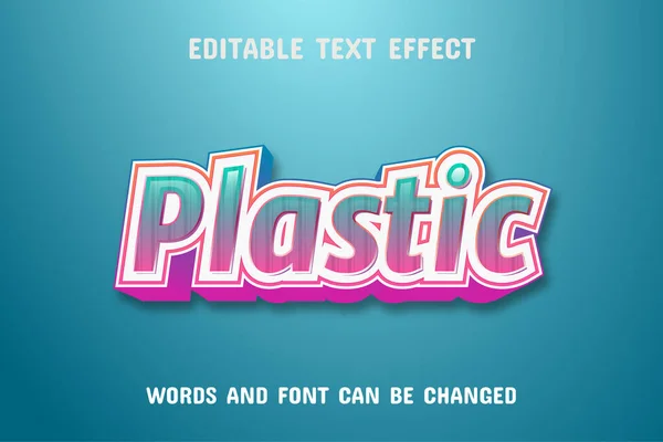 Texto Plástico Efecto Texto Editable — Vector de stock
