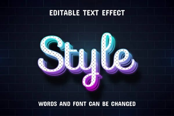 Texto Estilo Efeito Texto Neon Editável — Vetor de Stock