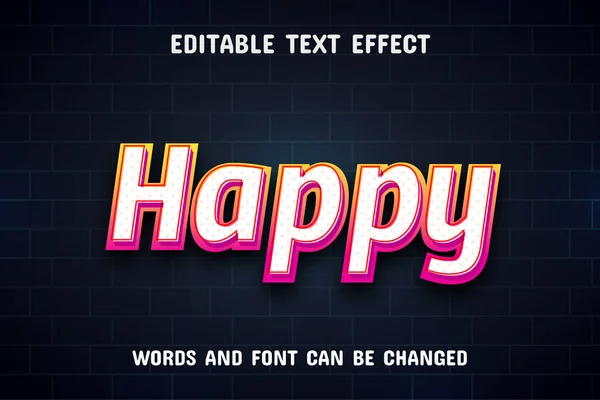 Texto Feliz Efecto Texto Editable — Vector de stock